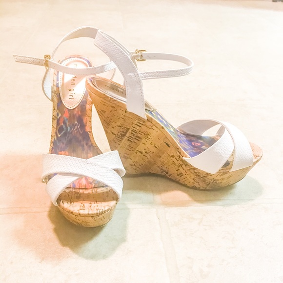 Madden Girl Shoes - Madden Girl Evonee White Cork Wedge Sandals